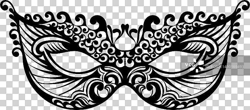 白色背景上的化装舞会面具轮廓图片素材