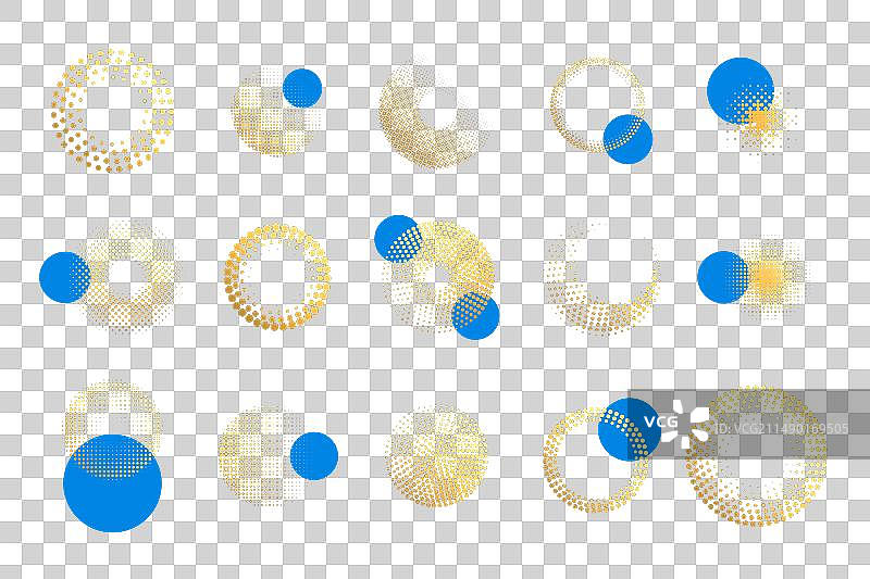 金色圆形点状半色调图案图片素材