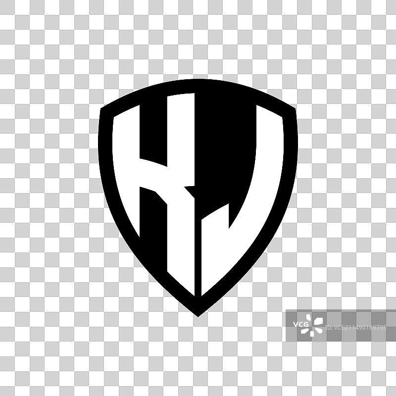 粗体字母盾牌造型KJ字母组合标志图片素材