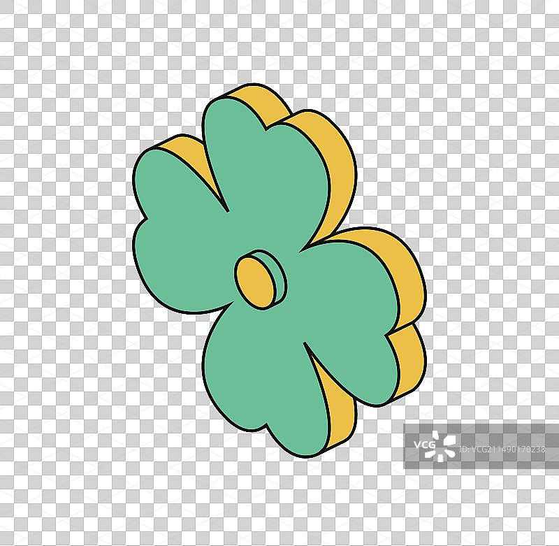 四叶三叶草等距图标圣徒标志图片素材