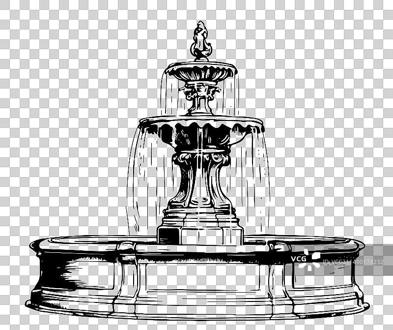 涂鸦风格的精美户外大理石喷泉图片素材