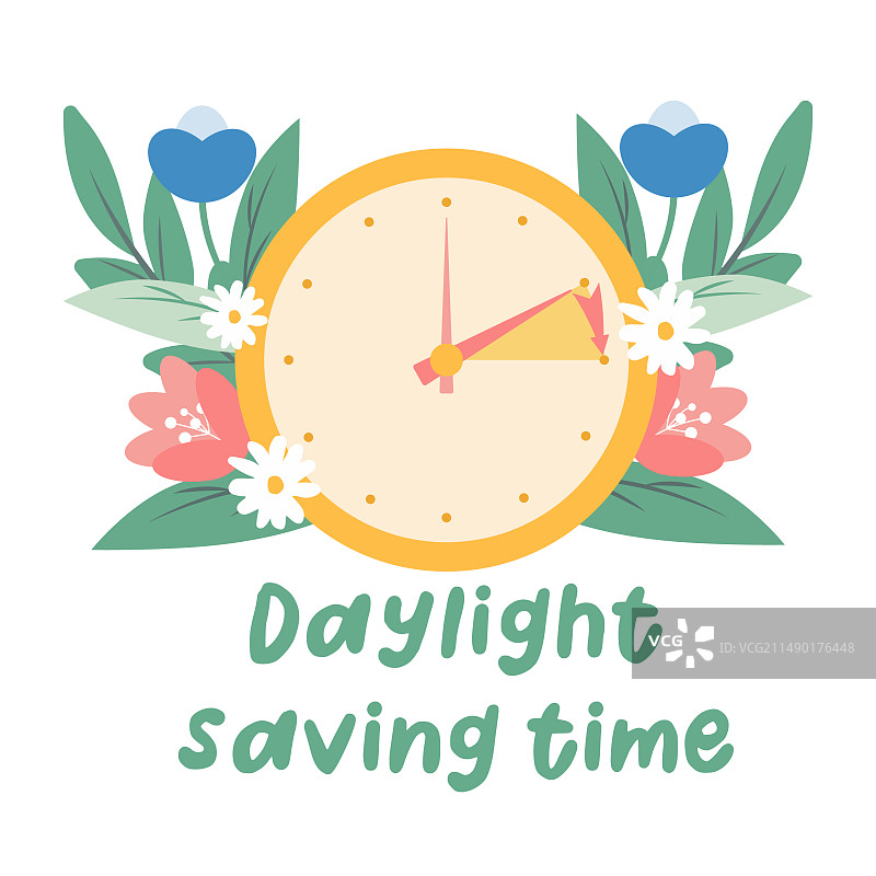 扁平风格的春季时钟变换概念图片素材