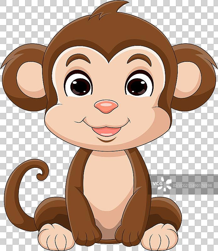 卡通小猴子坐着图片素材