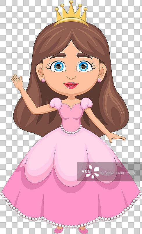 挥手致意的美丽卡通公主女孩图片素材