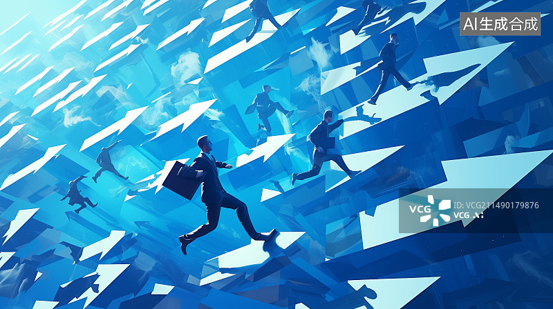 【AI数字艺术】商人在城市里奔跑图片素材