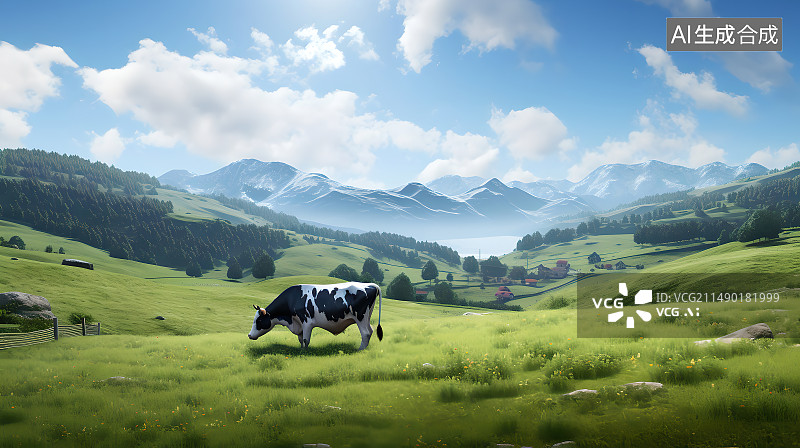 【AI数字艺术】牧场上的奶牛图片素材