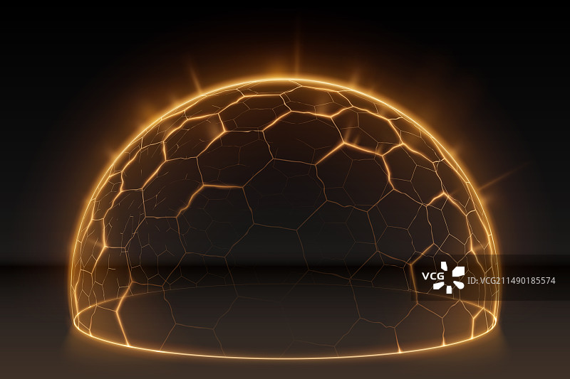金色光芒六边形保护球体图片素材