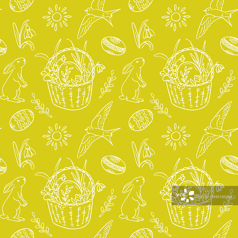 复活节传统元素无缝图案图片素材