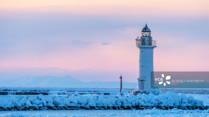日本北海道根室鄂霍次克海的灯塔图片素材