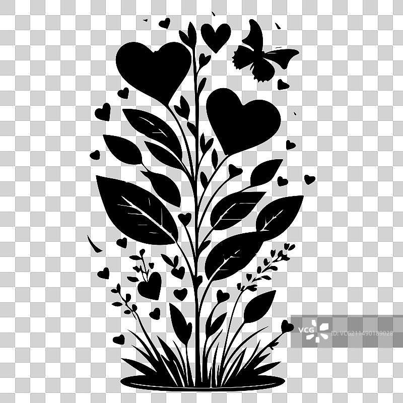 蝴蝶与爱的情人节盆栽图片素材