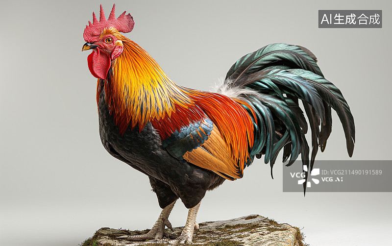 【AI数字艺术】白底背景上的家禽大公鸡图片素材