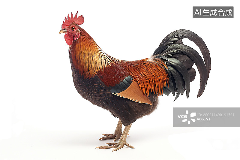 【AI数字艺术】白底背景上的家禽大公鸡图片素材