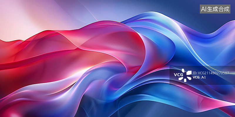 【AI数字艺术】蓝色和红色线条科技背景图片素材
