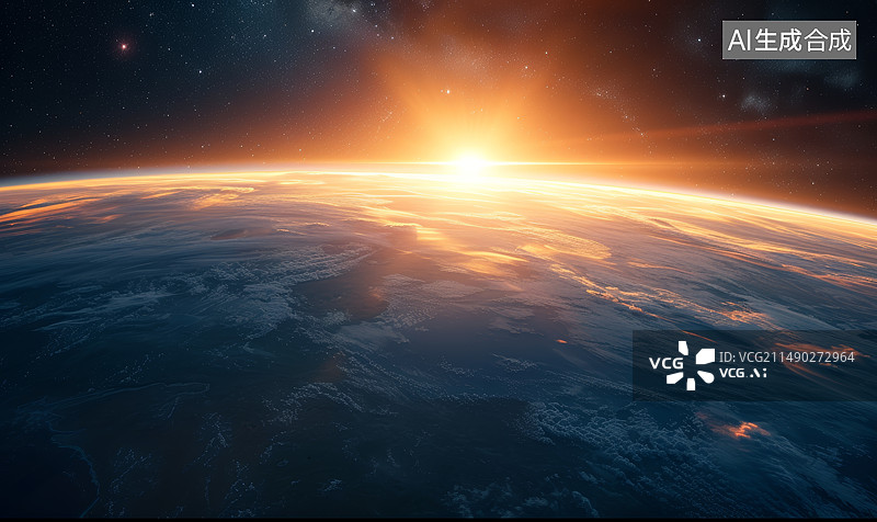 【AI数字艺术】星空中的地球图片素材