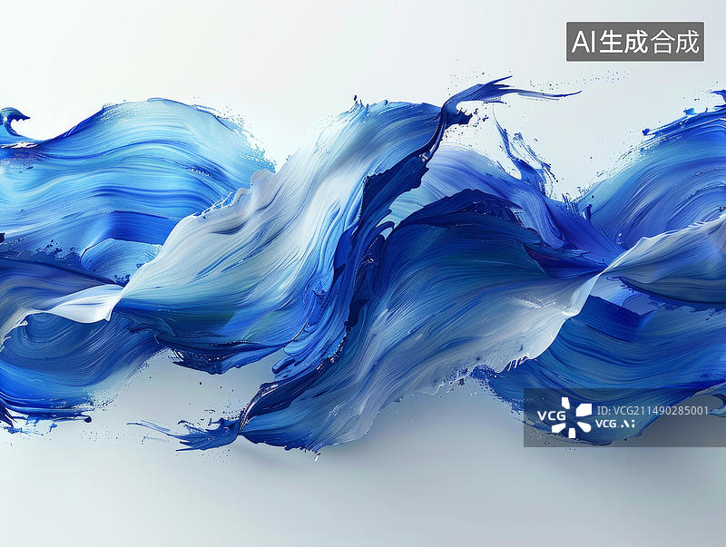 【AI数字艺术】蓝色和白色抽象画图片素材