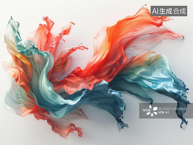 【AI数字艺术】五彩缤纷的抽象画作描绘了流动的形状图片素材