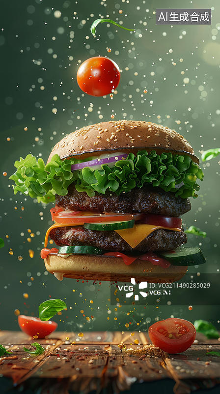 【AI数字艺术】芝士汉堡图片素材