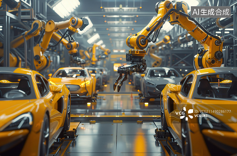 【AI数字艺术】制造工厂车间内部的设备图片素材