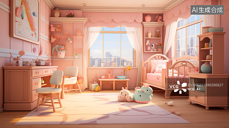 【AI数字艺术】室内儿童房间图片素材