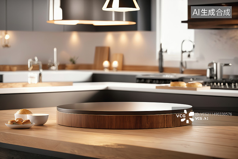 【AI数字艺术】厨房场景电商展台图片素材
