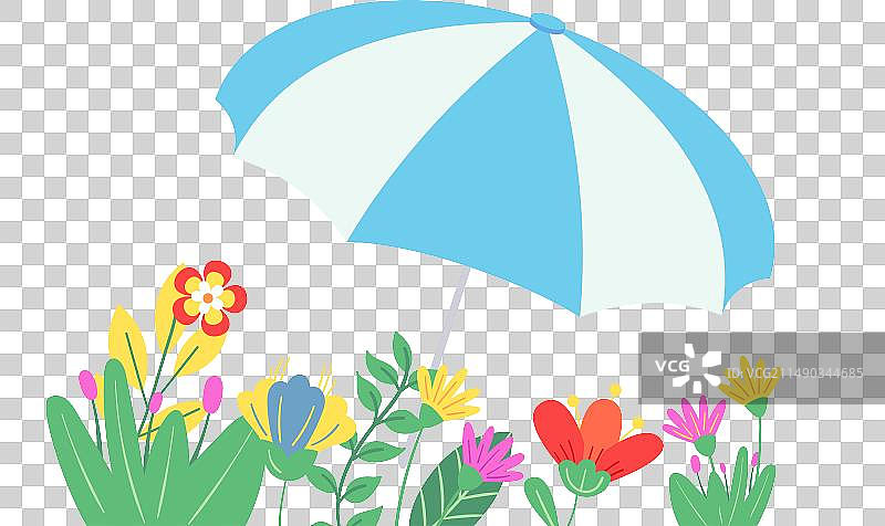 开式鲜花和沙滩伞图片素材