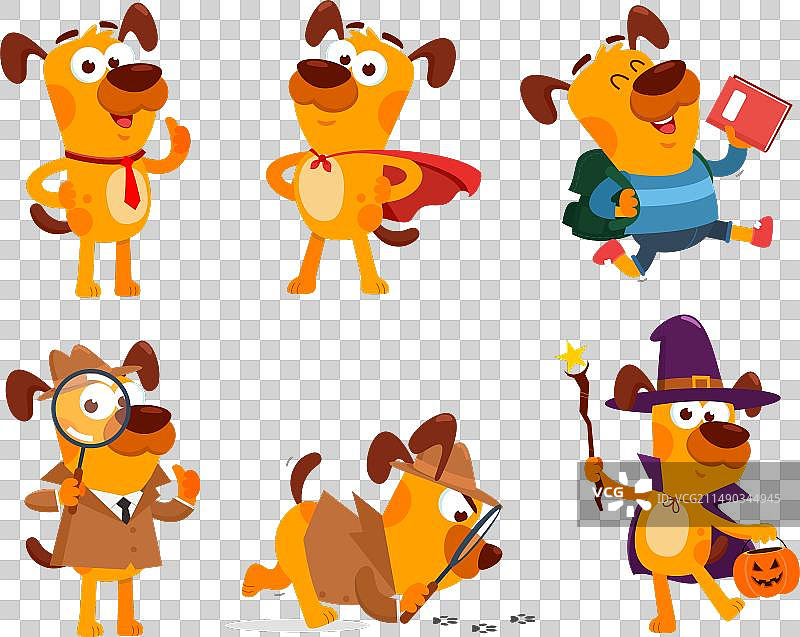 可爱狗狗卡通人物合集图片素材