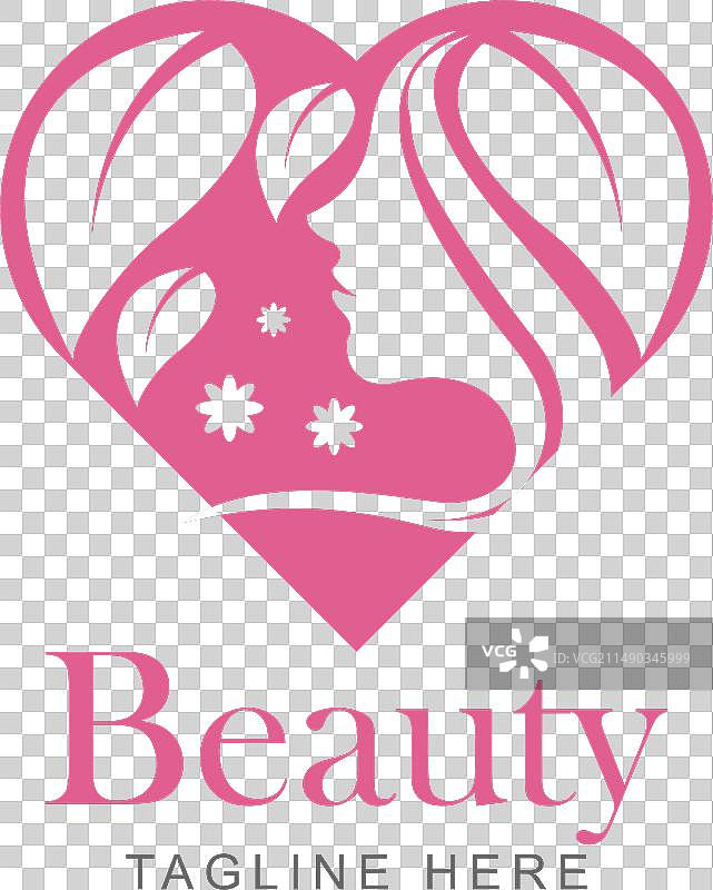 具有女性和树叶阴影的美妆logo图片素材