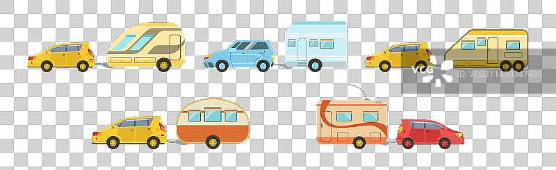 露营拖车和休闲车与汽车图片素材