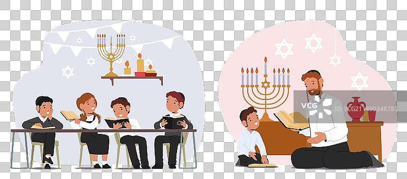 沉浸在节日中的犹太儿童图片素材