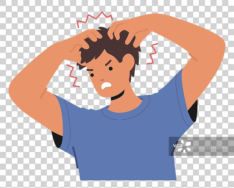 患有脂溢性皮炎的男子感到瘙痒图片素材