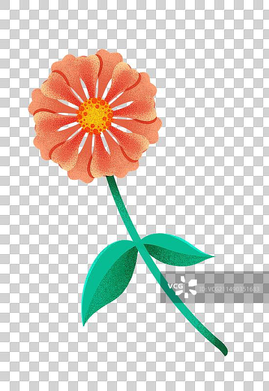 扁平噪点橙色花朵的特写镜头图片素材