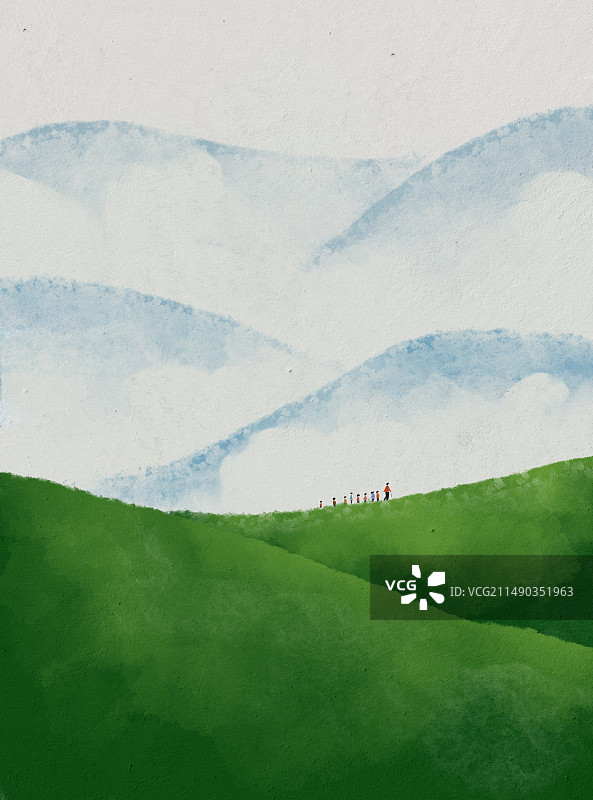 绿色景观中的人们图片素材