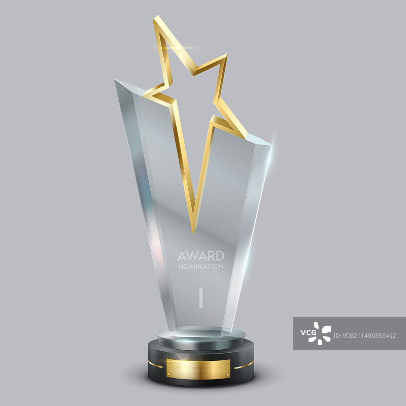 带有金色星星的丙烯酸奖杯图片素材