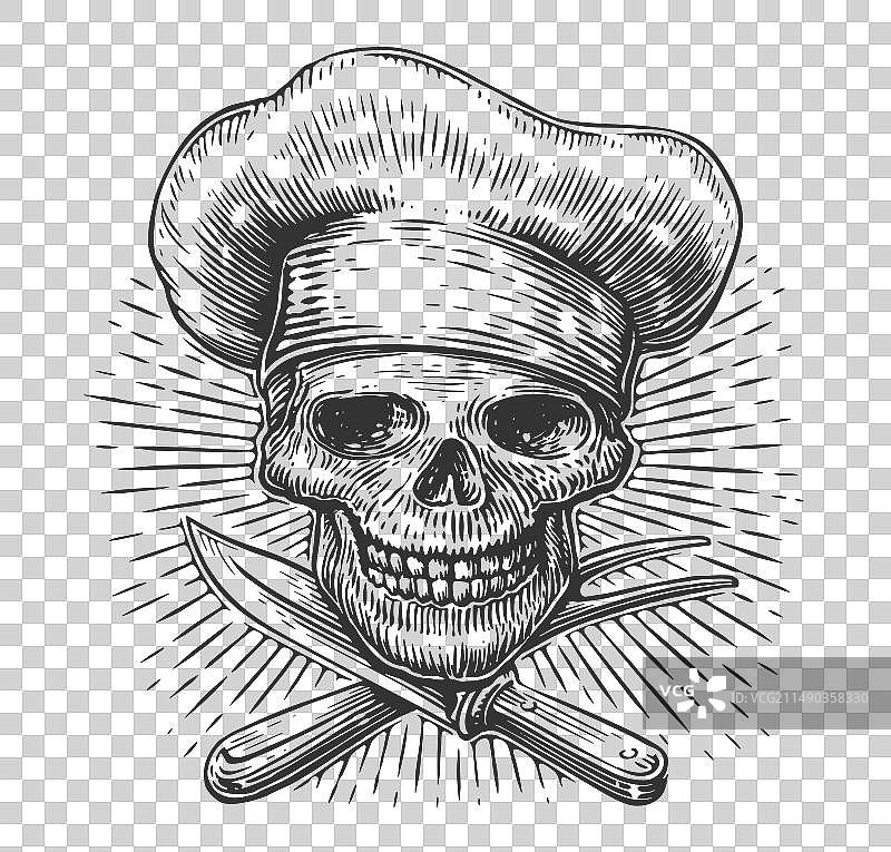 戴着厨师帽的骷髅厨师图片素材