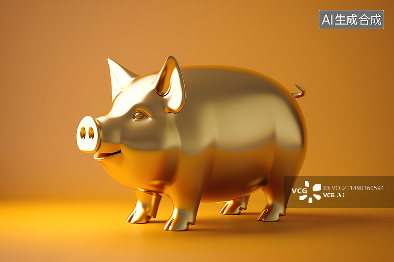 【AI数字艺术】可爱的金猪存钱罐形象图片素材