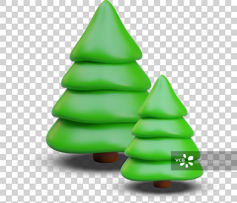 卡通大小绿色圣诞树图片素材