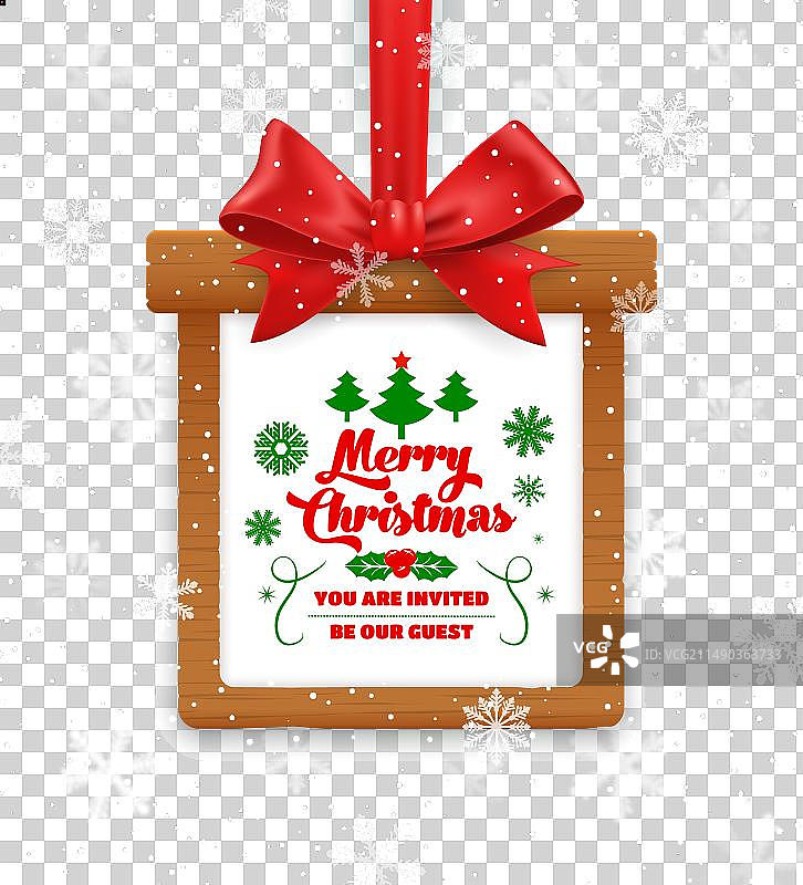 圣诞节框架与红色蝴蝶结和雪花徽章图片素材