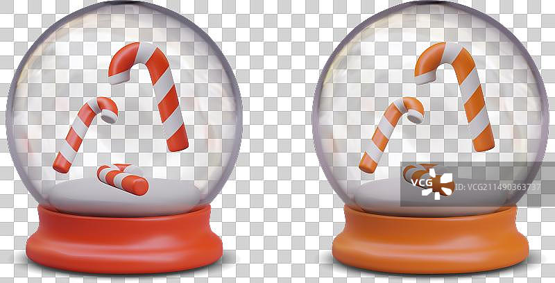 内含拐杖糖的雪景球套装图片素材