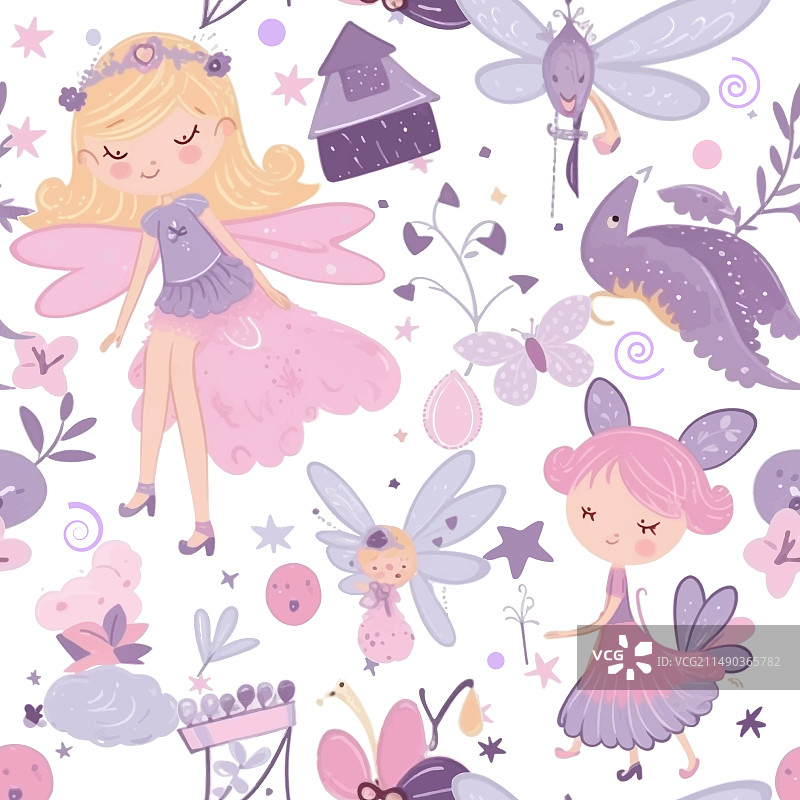 童话梦幻可爱趣味无缝图案图片素材