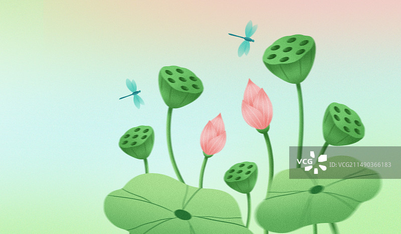 弥散风渐变大暑节气海报(横版无字)图片素材