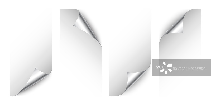 银色纸卷卷曲的页面角落图片素材