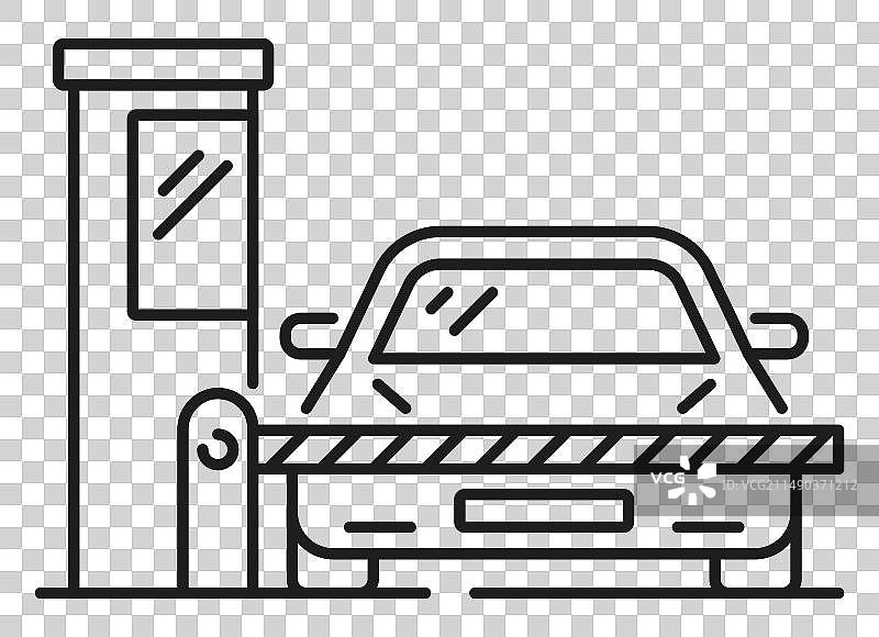自动车库服务和停车细线图标图片素材