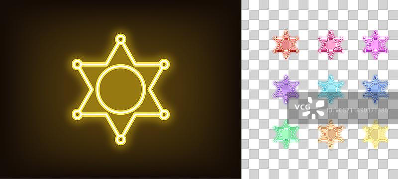 霓虹警长之星发光图标轮廓图片素材