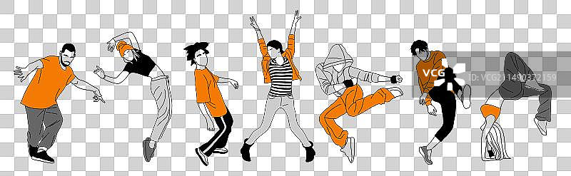 青少年街舞霹雳舞绘画图片素材