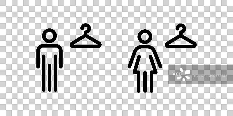 男女更衣室线条图标集图片素材
