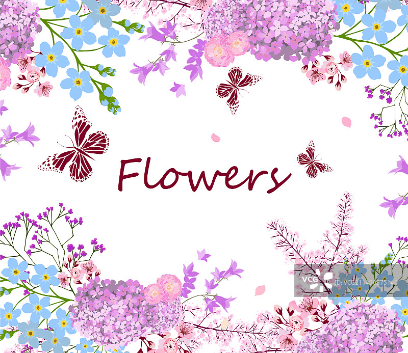 鲜花手绘粉色卡片图片素材