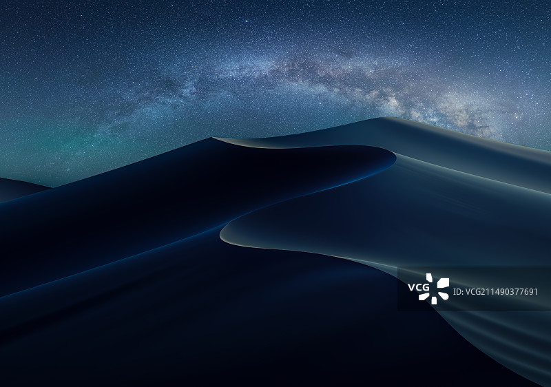 星空下的沙漠风景，沙漠星空，戈壁滩星空，星空图片素材