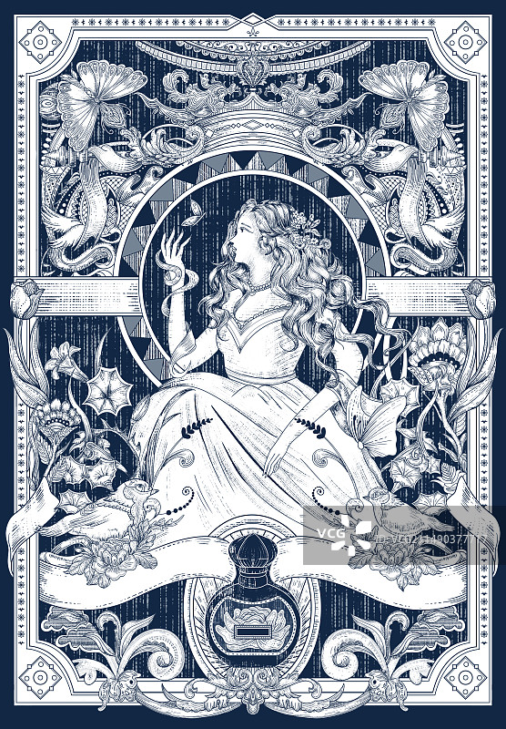 复古香水版画图片素材