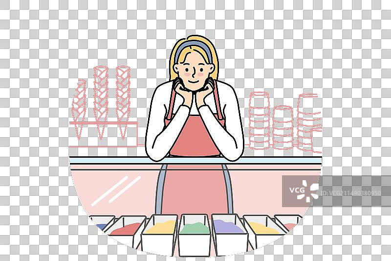 冰淇淋店柜台旁的女商人图片素材