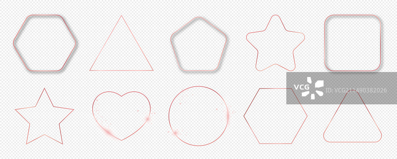 玫瑰金发光不同几何形状框架图片素材